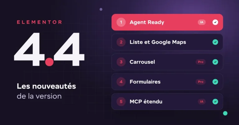 Elementor 4.4 : Agent Ready, liste et Google Maps, carrousel, formulaires et MCP étendu