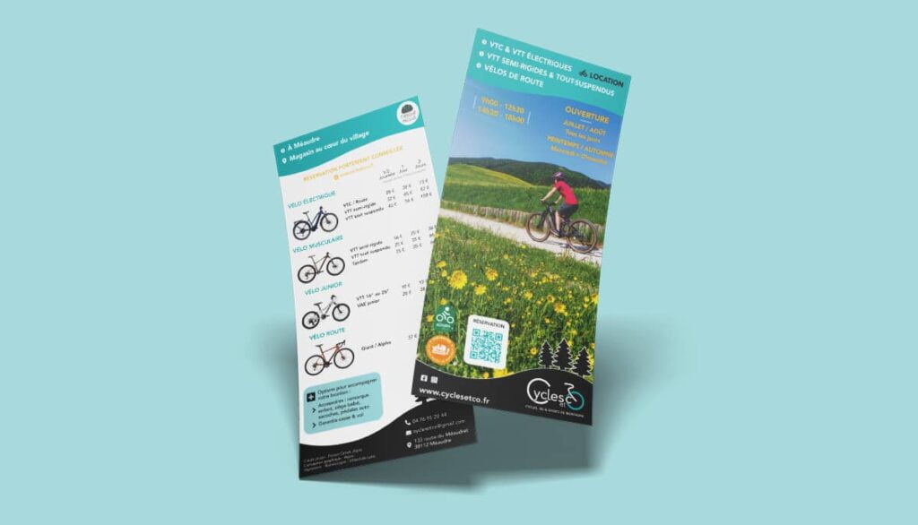 Flyer de location de vélo pour Cycles et co