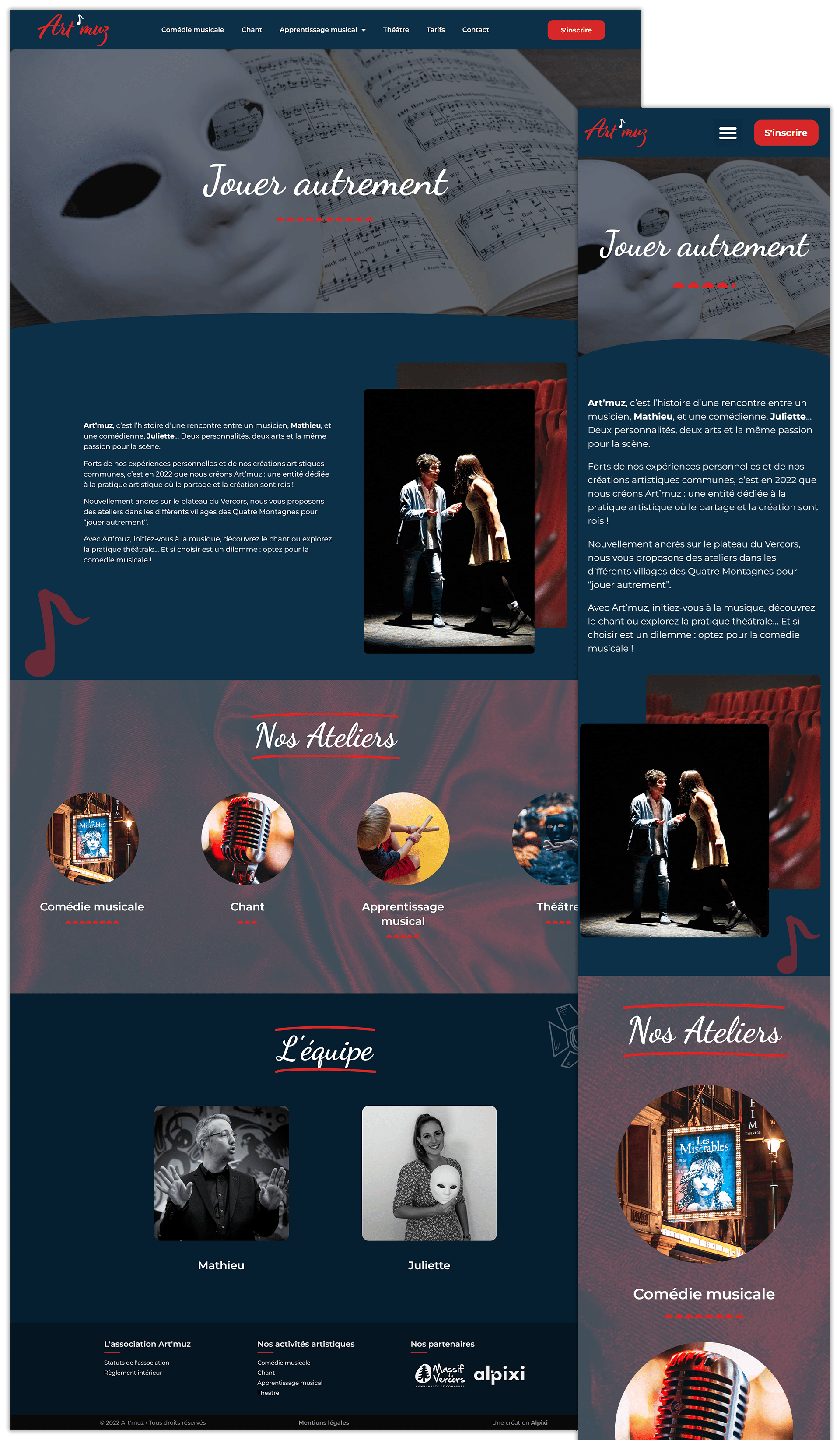 PAge d'accueil du site web Art'muz